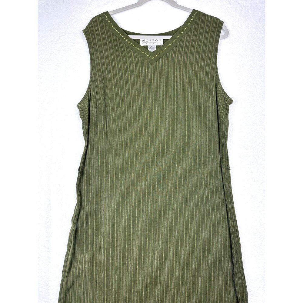 Norton Studio Maxi Dress Women's Size XL Olive Green Sleeveless